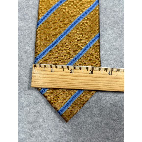 Bocara Silk Gold Blue Stripe Neck Tie - Picture 3 of 6